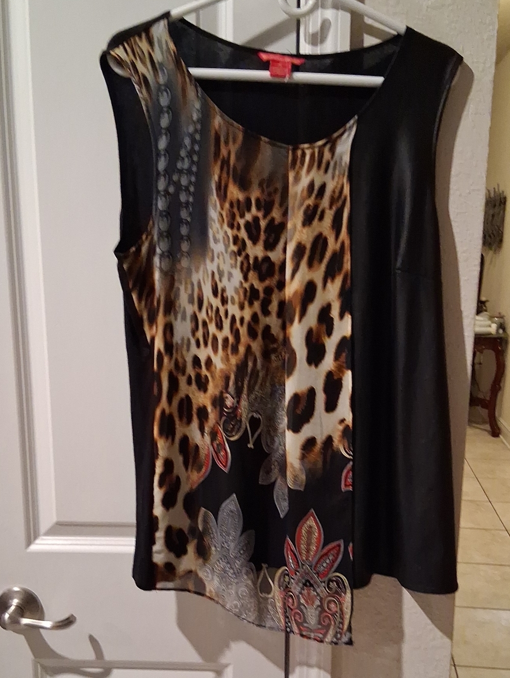 Sunny Leigh Leopard & Black Panel Sleeveless Tunic